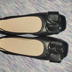 Black Ballet Flats With Decoration 6.5
